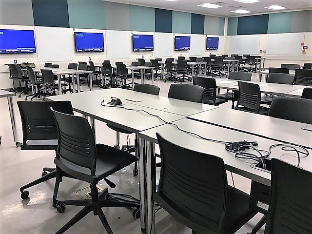 This is a view of the room with student workstations